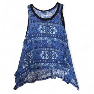 We The Free/Free People Blue Aztec Print Cotton Tank Top